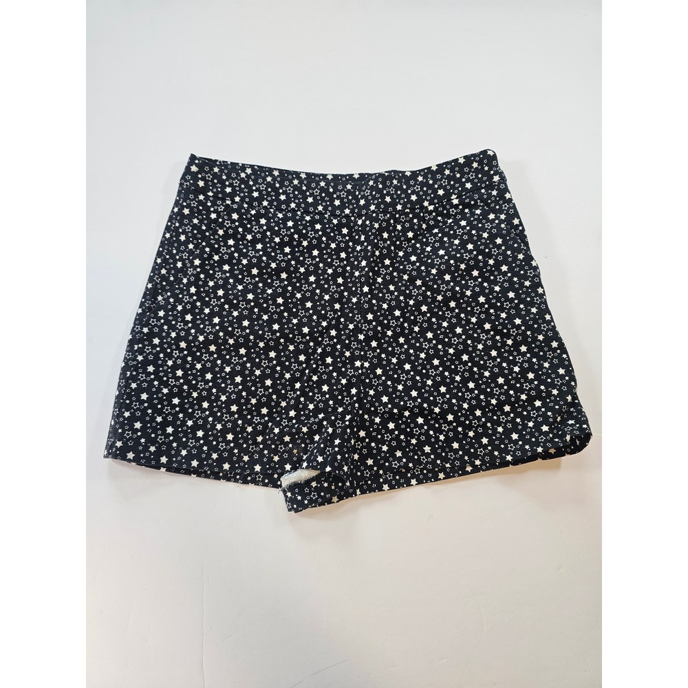 Zara Shorts Women Small Black Star Print Ribbed Trafaluc Collection Casual